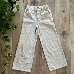 RSQ Wide Leg Carpenter Corduroy Pants Size 24 Cream Color Gently Worn